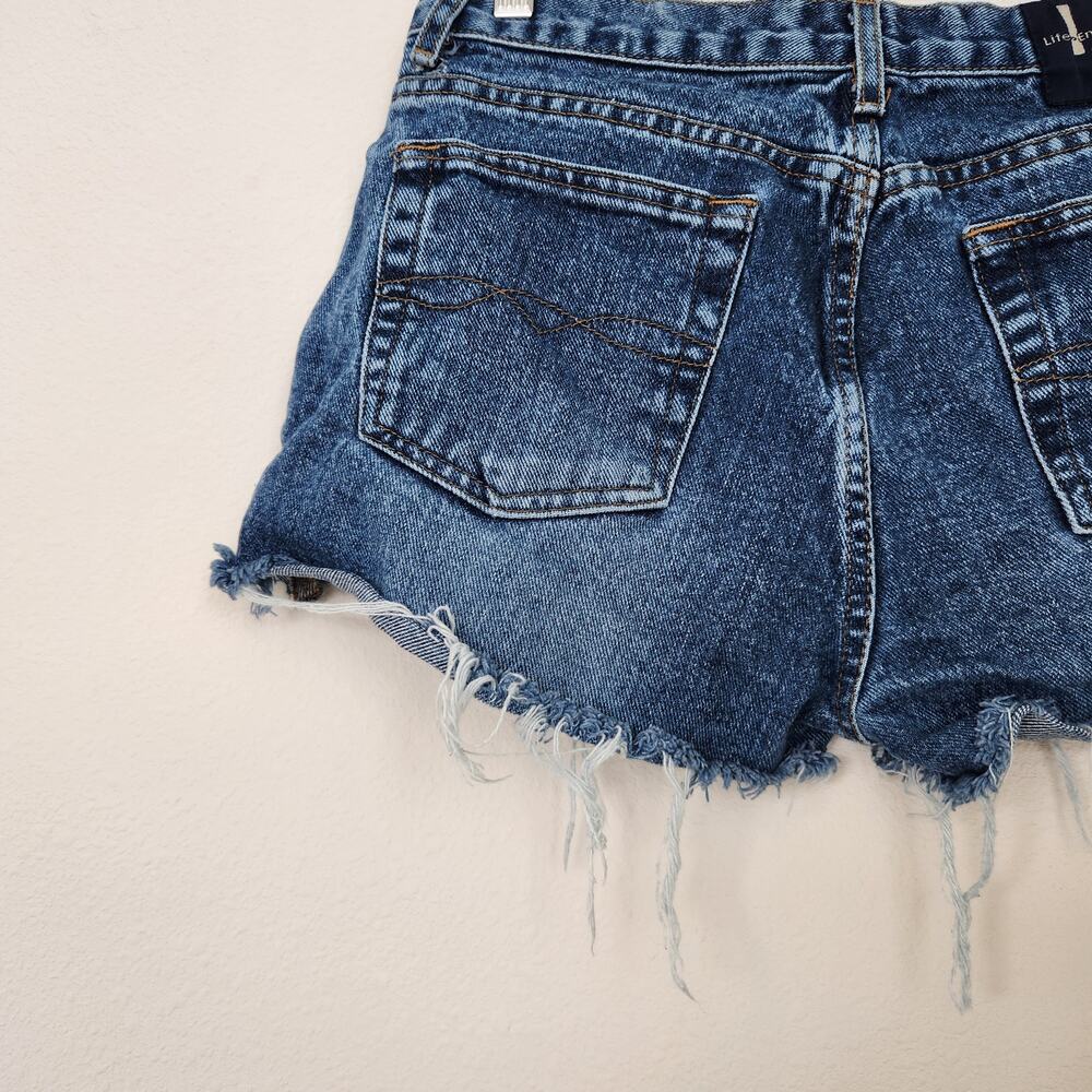 Vintage Y2K Dark Wash Denim Cut Off Jean Shorts Mid Rise Lei 4 - Picture 11 of 12